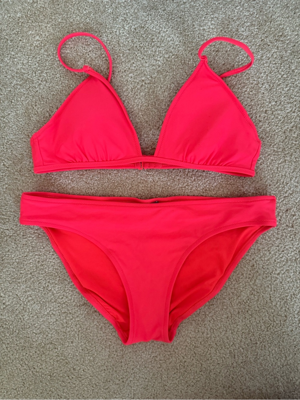 aerie bright red coral Triangle Bikini Set